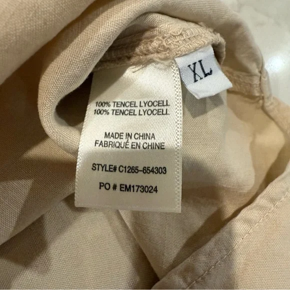 Cloth & Stone x Anthropologie Long Sleeve Button Down Blouse Women’s XL Warm Oat - Picture 4 of 5